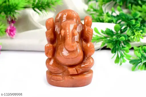 Crystal Ganesha figurine, 12 inches tall, red jade Reiki stone idol for car dash board, home decor item from India