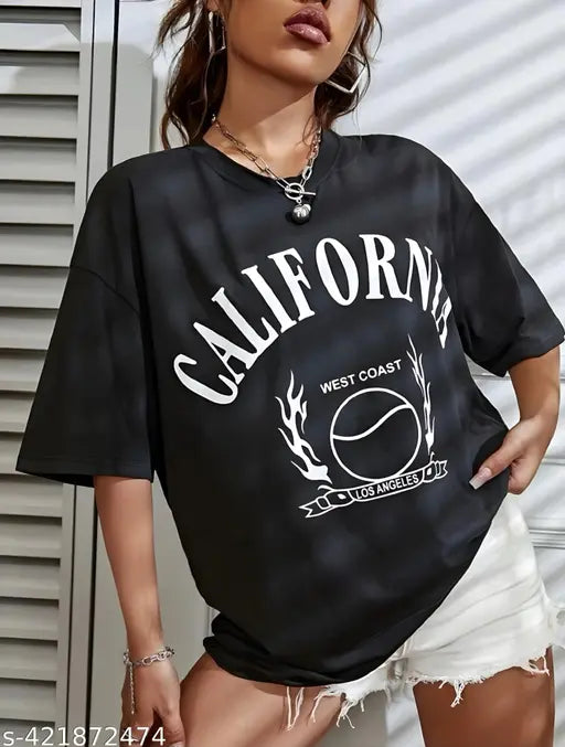Oversized graphic print on a black t-shirt