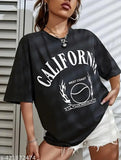 Oversized graphic print on a black t-shirt