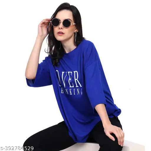 Oversized loose cotton t-shirt (India), cozy cotton blend fabric with printed net pattern, suitable for casual outings & activewear