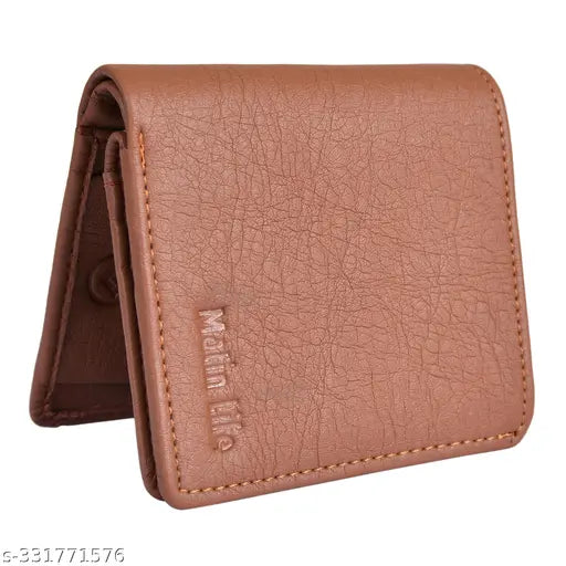 Solid PU leather men's wallet by MATIN LIFE. Two compartments, RFID protected, compact design. India origin