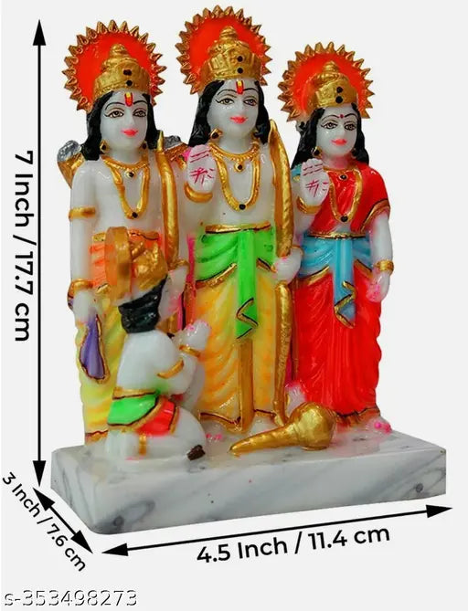 Multicolor poly resin Ram Darbar Marble Dust Laxman Sita God Hanuman Durbar Statue for spiritual puja, Vaastu showpiece decoration