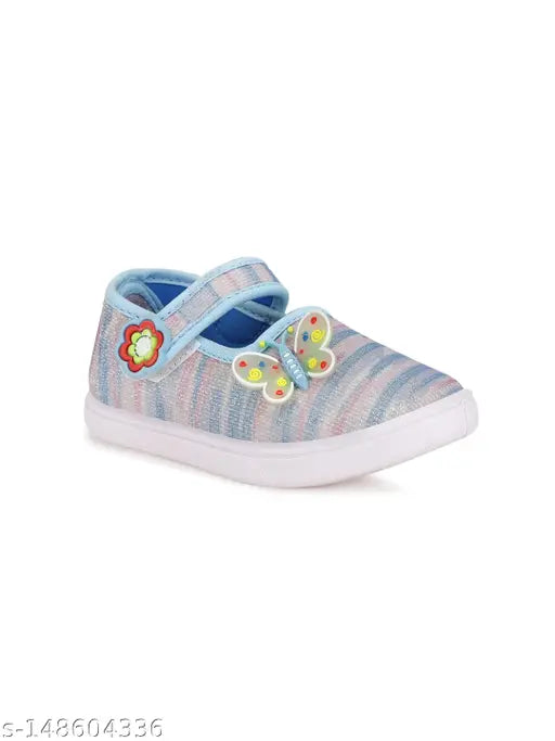 Neon pink and white children's sandals, with elastic straps and a bell-shaped toe cap, featuring decorative ribbons on the toes for girls aged 6 months to 4 years