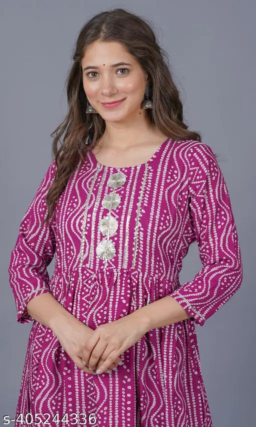 Women's cotton rayon printed anarkali kurta