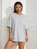 Calm Down Oversized Round Neck Plain T-shirt for Women