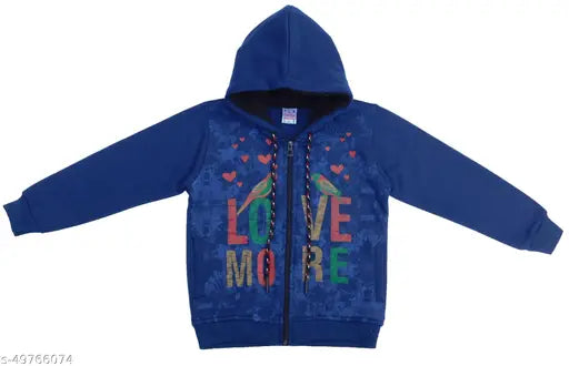 Printed cotton Spun Fleece girls' hoodie sweatshirt winter fleece V1 on model, long sleeves, size 5-6 years