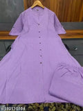 Cotton katah kurta set, women's solid-colored with two side pockets, XXL size, Indian origin