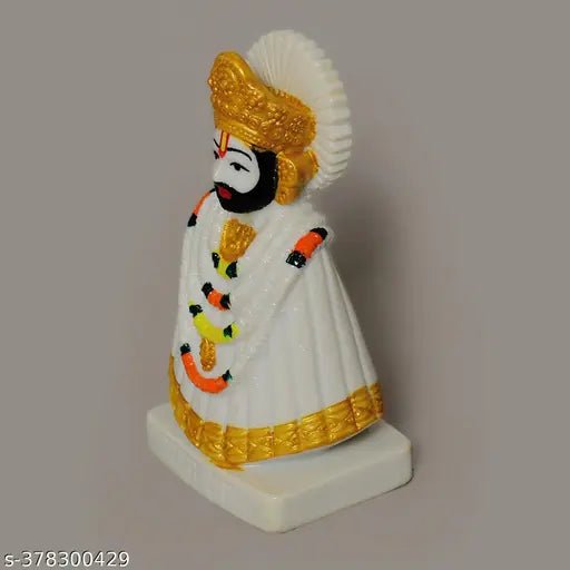 White resin Khatu Shyam Ji statue, Indian God idol for home temple or office decor