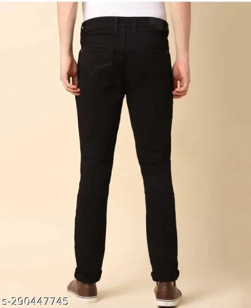 Black denim Eanay jeans - comfortable, solid pattern, Indian-made