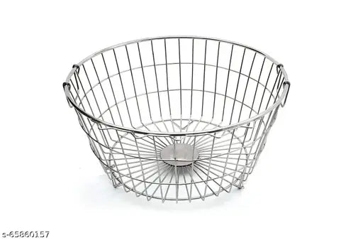 Akaya Creations stainless steel dish drainer, round basket for kitchen, 9" height, diameter 20