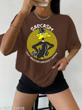 Brown printed oversized tshirt with animal graphic, womens, fashionista, trendy