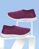 Ladies sporty slip on shoes, pink with white sole