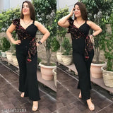 Classic retro women's sleeveless lycra jumpsuit, printed net, XS-XXXL, India