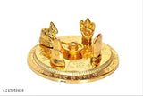 Golden Sai collection Metal Shiv Parivar: 9cm x 9cm Shivling, Kartik Ganesh, MATA Parvati, Nandi figurines (Indian origin)