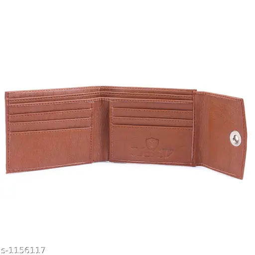Stylish artificial leather men's wallet, free size brown accessory with 2 compartments, made in India