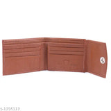 Stylish artificial leather men's wallet, free size brown accessory with 2 compartments, made in India
