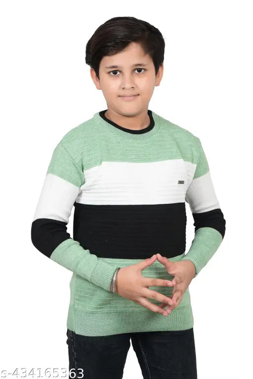 Wool striped sweater for boys, fancy design for 7-8 years old, made in India