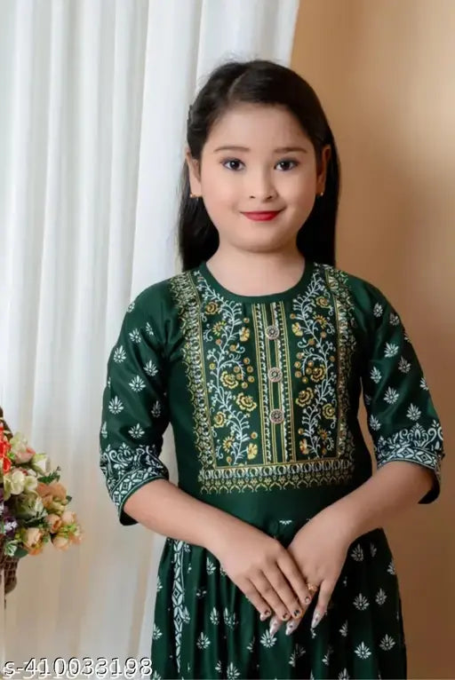Cotton A-line pyjama set for girls, Indian Zari woven pajamas with printed net sleeves, perfect for special occasions