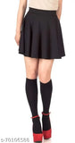 Black polyester short skirt HF5003-Black, women's solid black skirt for fashionable outfits
