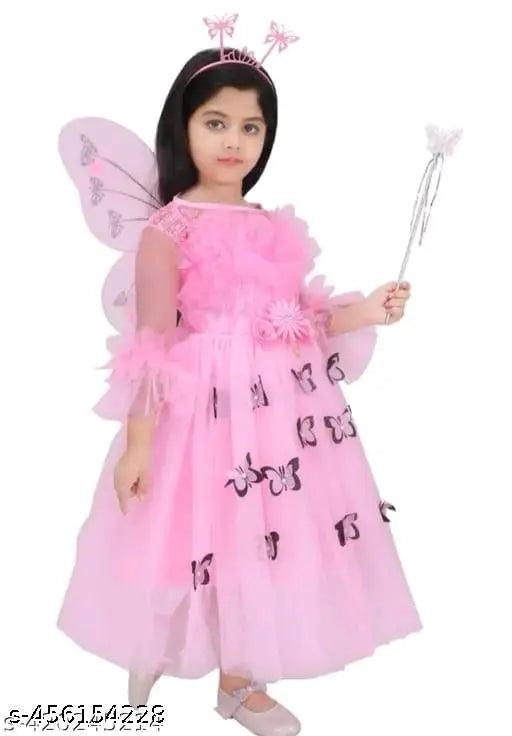 Pink tulle princess dress with fairy wings and tiara