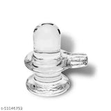 Clear crystal glass shivalingam with handle, pure quartz, pooja use