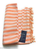 Orange and white striped lightweight 100% fine cotton single season travel blanket, durable and long-lasting, pack of 1