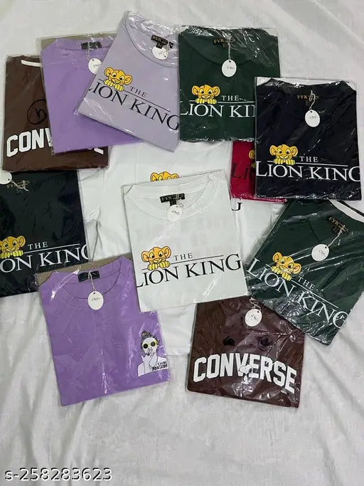 Printed casual woman's cotton-blend t-shirt (pack of 1), essential color, versatile layering possibilities, premium quality fabric, Indian origin