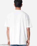 Trendy men's polyester partywear T-shirt with short sleeves and printed net pattern. M size (chest 38 in, length 27 in). Indian-made men's fashion wear on display