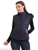 Sleeveless designer women's nylon jacket, solid color, suitable for working and college girls. Multi-colored winter jacket with hood, trendy and fashionable for various occasions. High-quality, lightweight, wind/cold resistant, and waterproof. Made in India