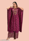 Rayon floral kurta set with palazzos, printed net pattern, women's fashion from India