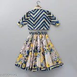 Cotton crop-top lehenga, ethnic motif print for baby girl 2-8 years, trending party wear, durable and breathable