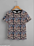 Black and white graphic tee with floral design