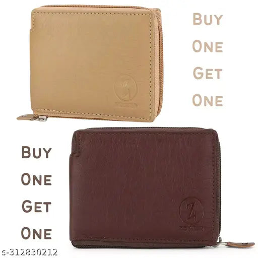 Vegan leather round zip wallet, faux leather/leatherette, 2 compartments, solid pattern, men's & women's wallet with utility storage, made in India
