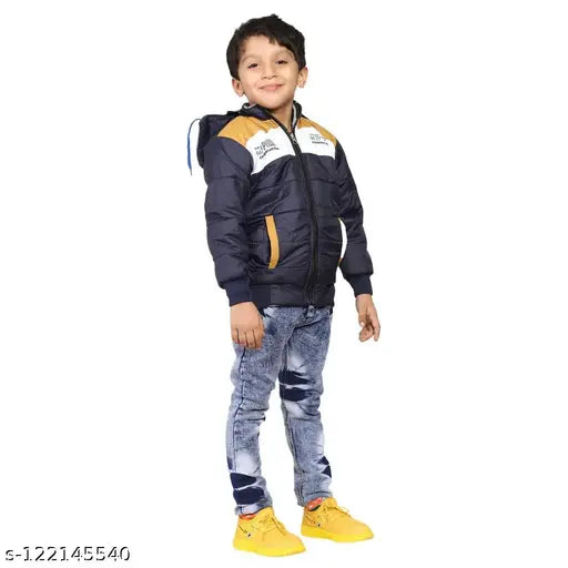 Boys Navy Blue Nylon Jackets & Coats Pack Of 1