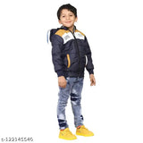 Boys Navy Blue Nylon Jackets & Coats Pack Of 1