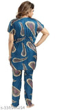 Satin nighty set, printed cotton & satin babydoll nightdress for women, two pieces in free size