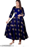 Blue Rayon Anarkali printed kurti for women and girls, stylish party wear