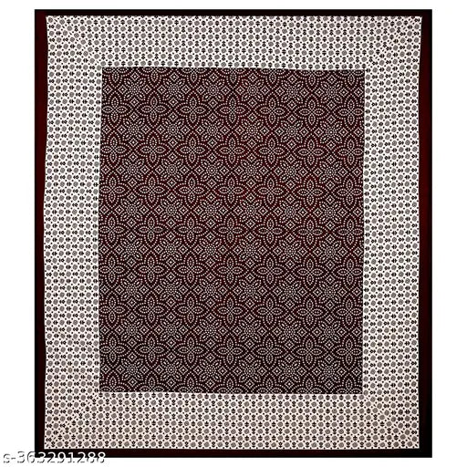 Cotton double bedsheet with 2 ethnic motif pillow covers, fine quality for adult summer use, India-made