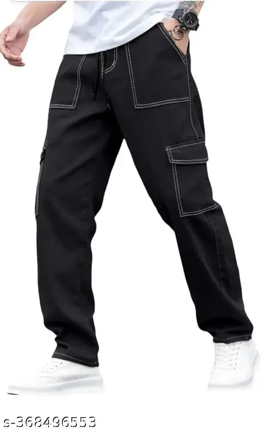 Cotton blend solid cargo pants for boy, Indian origin apparel item