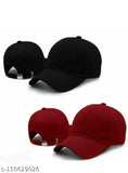 Trending cotton baseball cap for kids and adults (pack of 2), solid color design from India