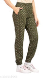 Ladies jogger pack of 3 in black floral print with elastic waist
