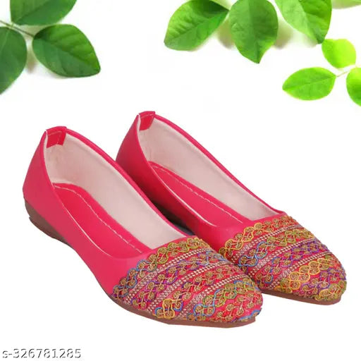 Pink multi-color patent leather belly flats - trendy casual office wear for women