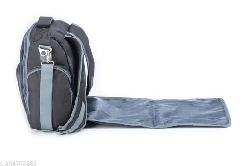 Black multipurpose diaper bag by VParents Cubster, featuring 11 pockets for casual mom-on-the-go essentials