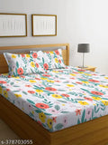 LA COLLECTION Premium Cotton Floral Design Flat Bedsheets, supersoft 90*90 inch with 2 pillow covers, ideal for adult summer use