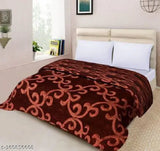 Brown microfiber double bed blanket, warm and lightweight with floral embossed mink texture - perfect for heavy winters