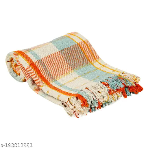 Red and white geometric cotton net blanket, 125x150 cm, 1200g for living room or bedroom decor