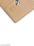 Beige faux leather men's wallet, magnetic closer, 6 card slots, textured design, modern accessory