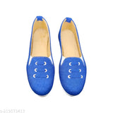Blue synthetic women's loafers, stylish Bellies & Ballerinas for college, wedding, or party wear. Ankle loop design, comfortable and high quality