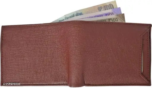 Stylish PU leather wallet, free size, 2 compartments, solid design, perfect for men & women, India-made accessory