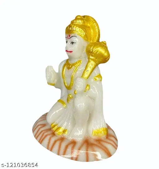 White poly resin Hanuman Idol for car, office, or home decoration